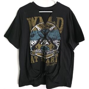 WRANGLER Black Graphic 'Wild at Heart' Guitar Tee L